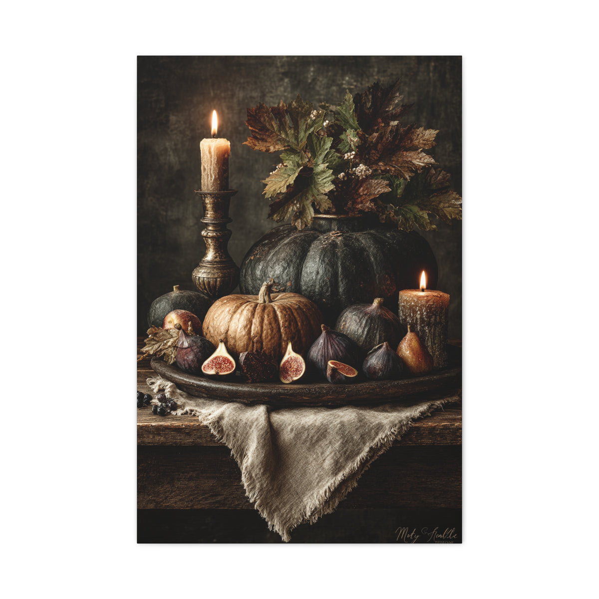 Autumn Harvest Candle Still Life Wall Art & Canvas Print