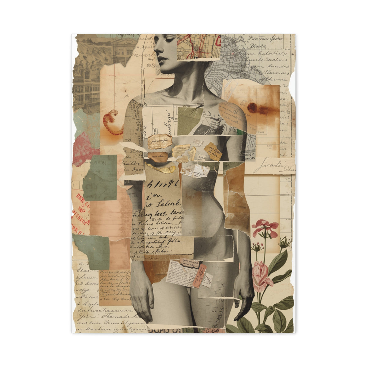 Mixed Media Nude Composition Wall Art & Canvas Print