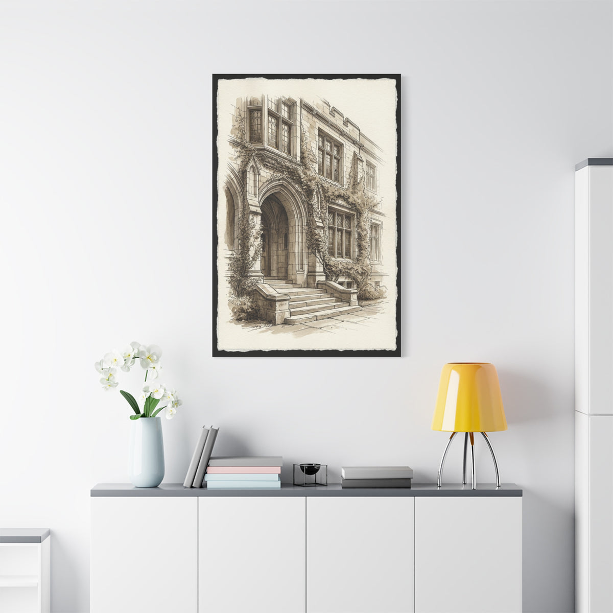 Ivy-Covered Collegiate Arch Sketch Wall Art & Canvas Print