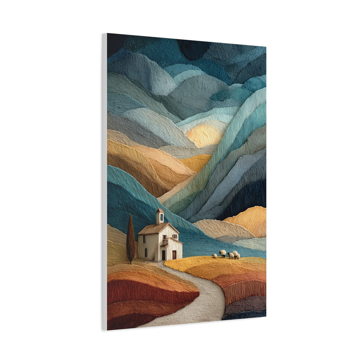 Abstract Farmhouse Landscape Composition Wall Art & Canvas Print