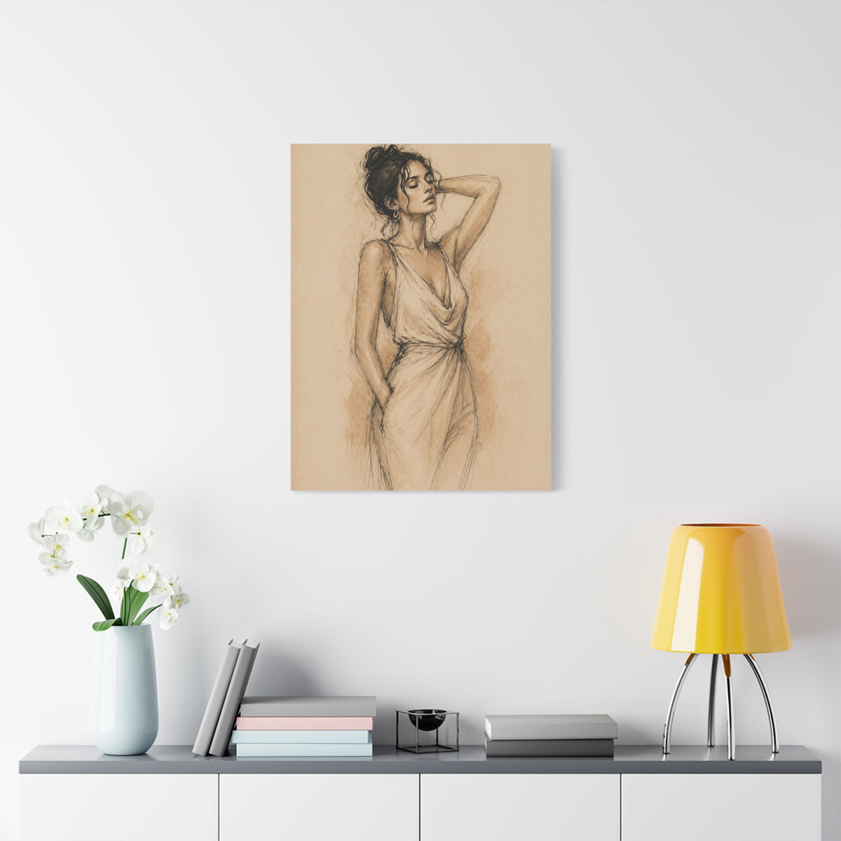 Elegant Charcoal Figure Study Wall Art & Canvas Print