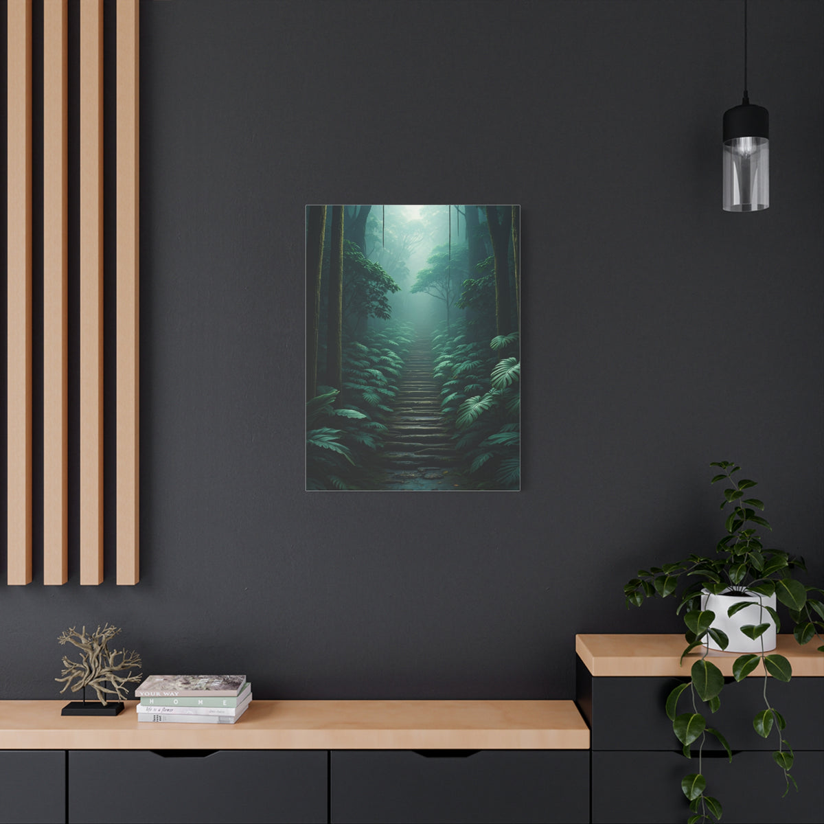 Misty Forest Stairway Path Wall Art & Canvas Prints