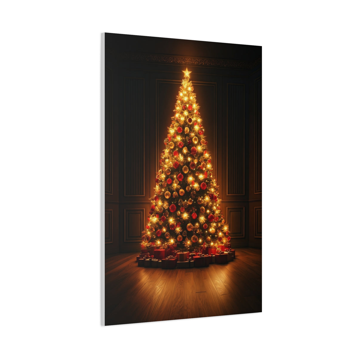 Golden Christmas Tree Glow Wall Art & Canvas Print