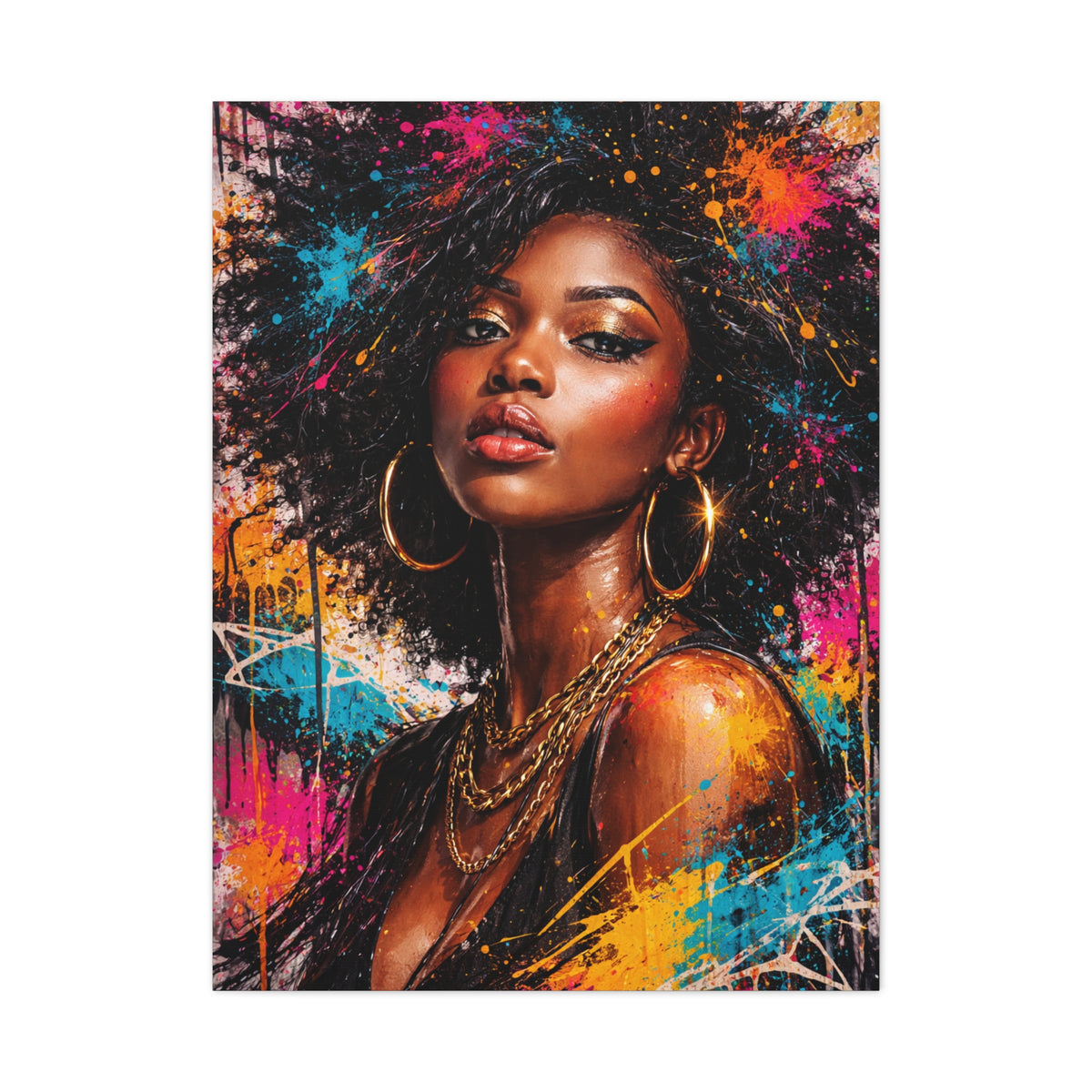 Afrocentric Graffiti-Style Portrait Wall Art & Canvas Print