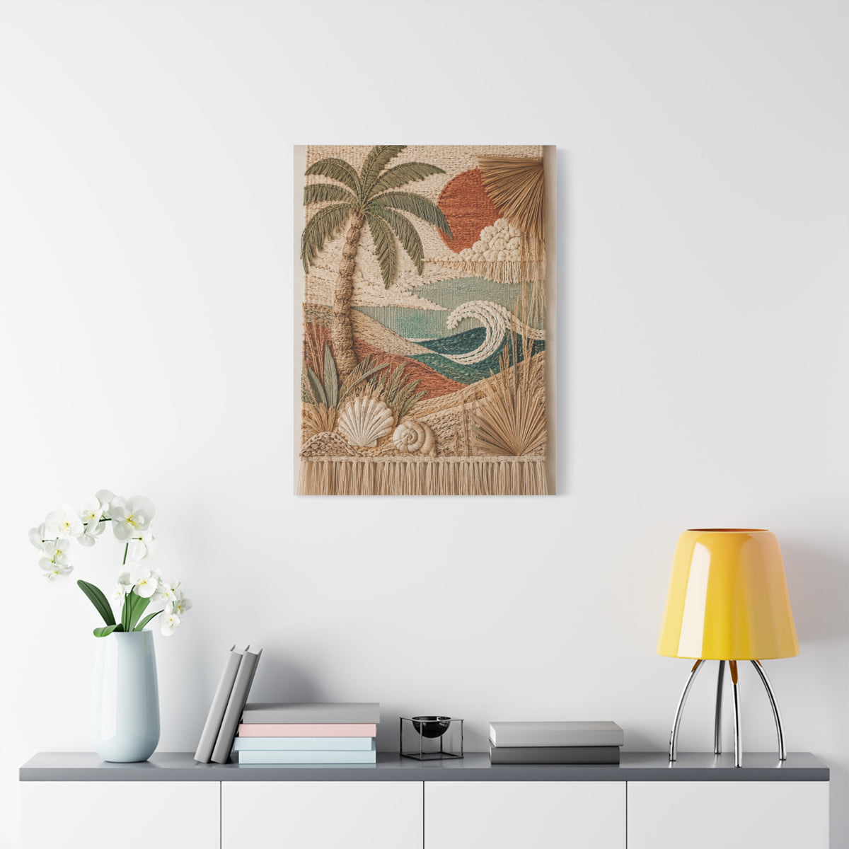 Bohemian Coastal Woven Tapestry Tropical Wall Art & Canvas Print