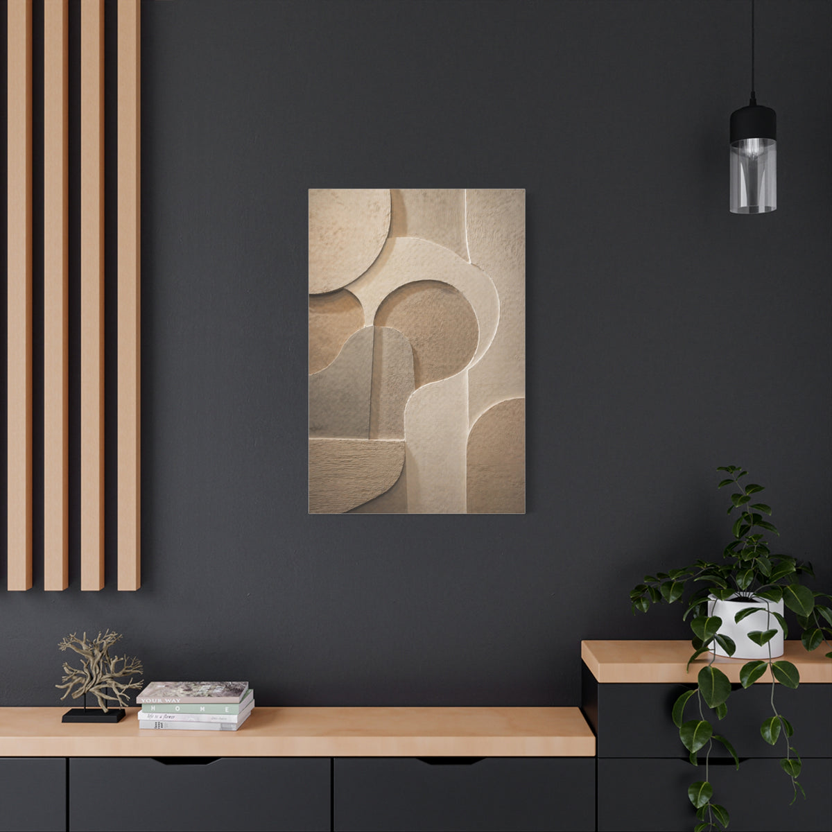 Warm Neutral Plaster Relief Abstract Wall Art & Canvas Print