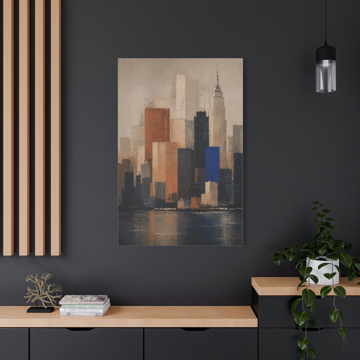 Modern Color Block Skyline Reflection Wall Art & Canvas Print