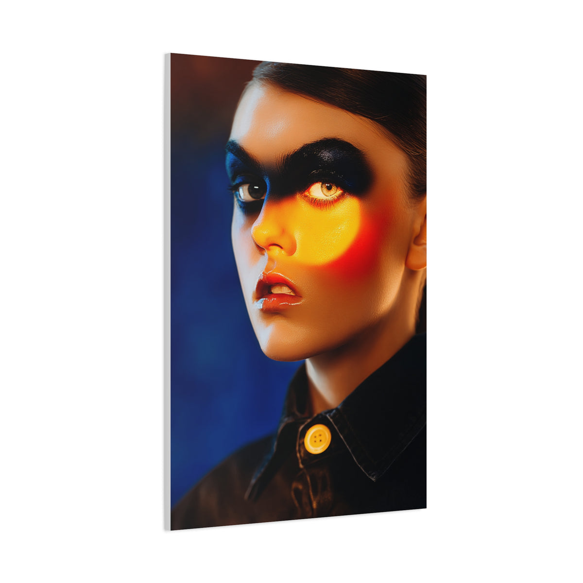 High Fashion Editorial Neon Shadow Portrait Wall Art & Canvas Print