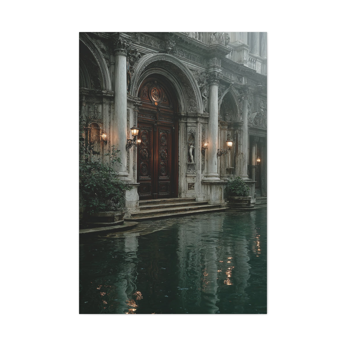 Venetian Palace Canal Entrance Wall Art & Canvas Print