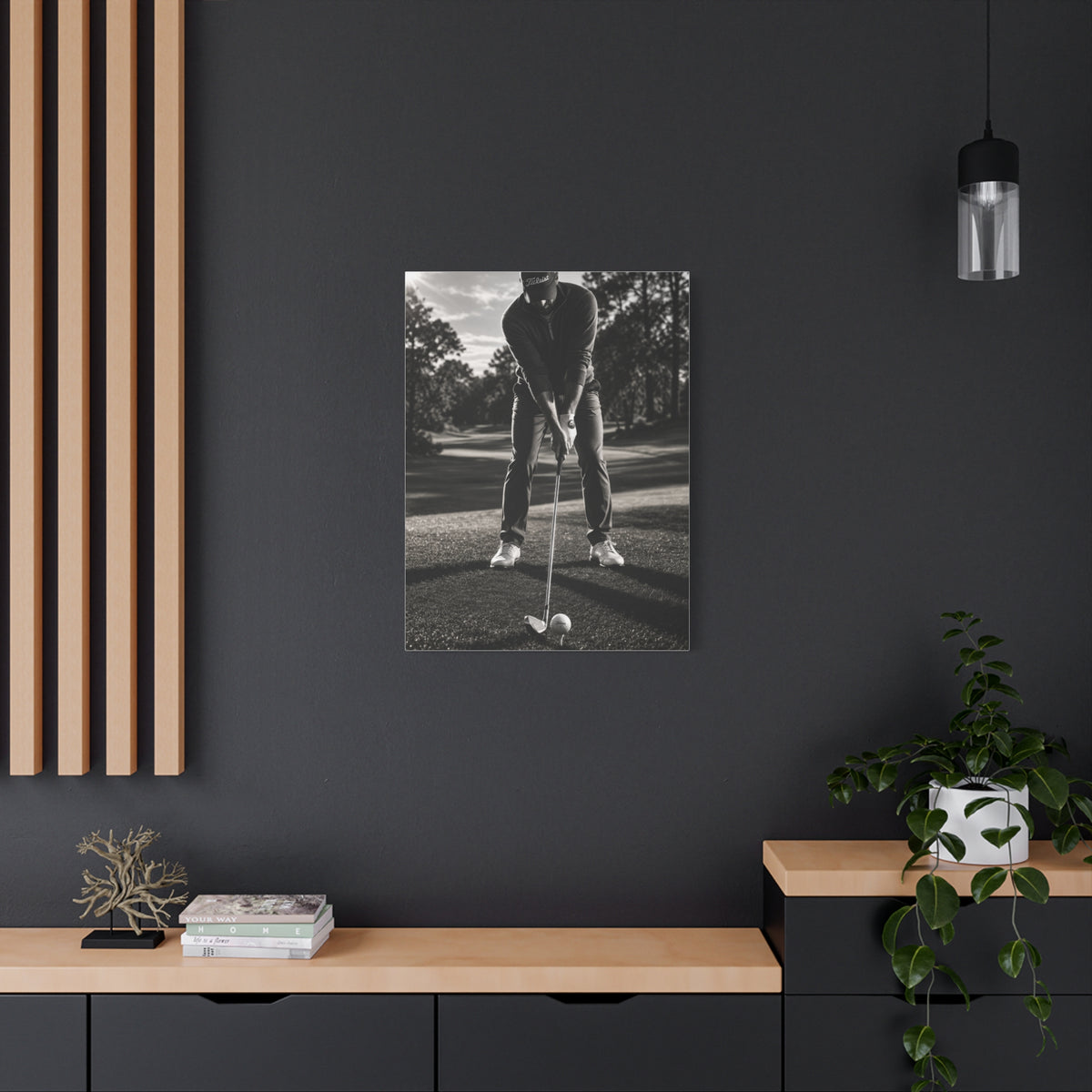 Black and White Golf Grip Portrait Wall Art & Canvas Print