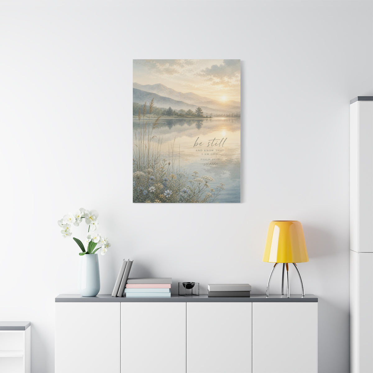 “Be Still” Sacred Lake Landscape Wall Art & Canvas Print