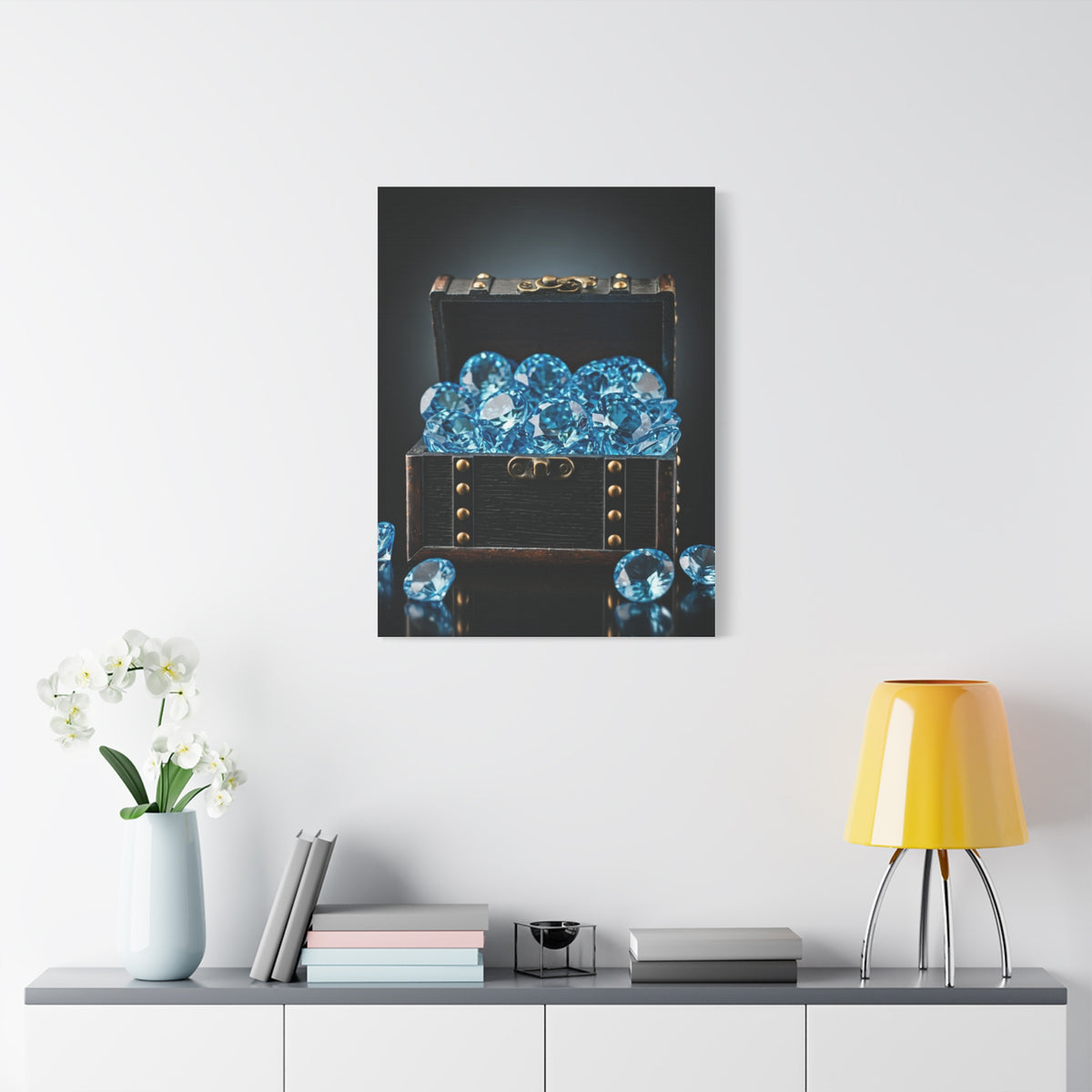 Blue Diamond Treasure Chest Wall Art & Canvas Prints