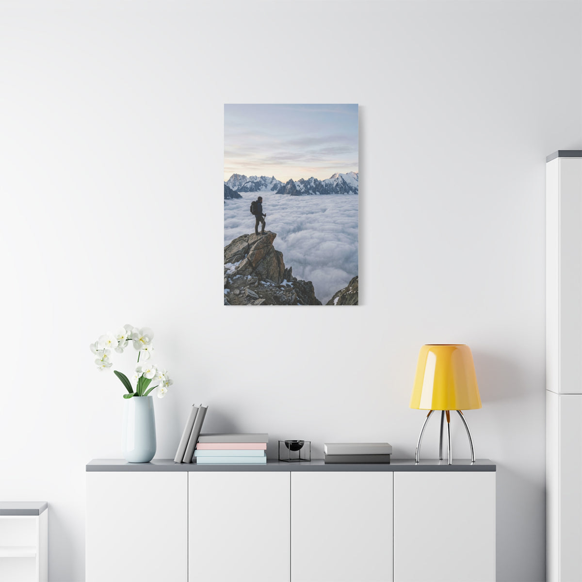 High Altitude Cloud Sea & Hiker Wall Art & Canvas Print