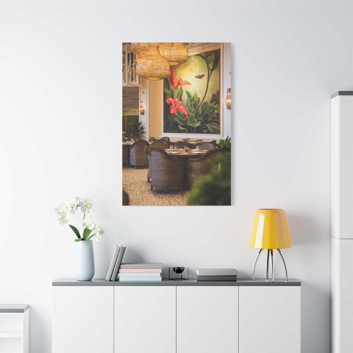 Tropical Flora and Fauna Resort Restaurant Wall Art & Canvas Print