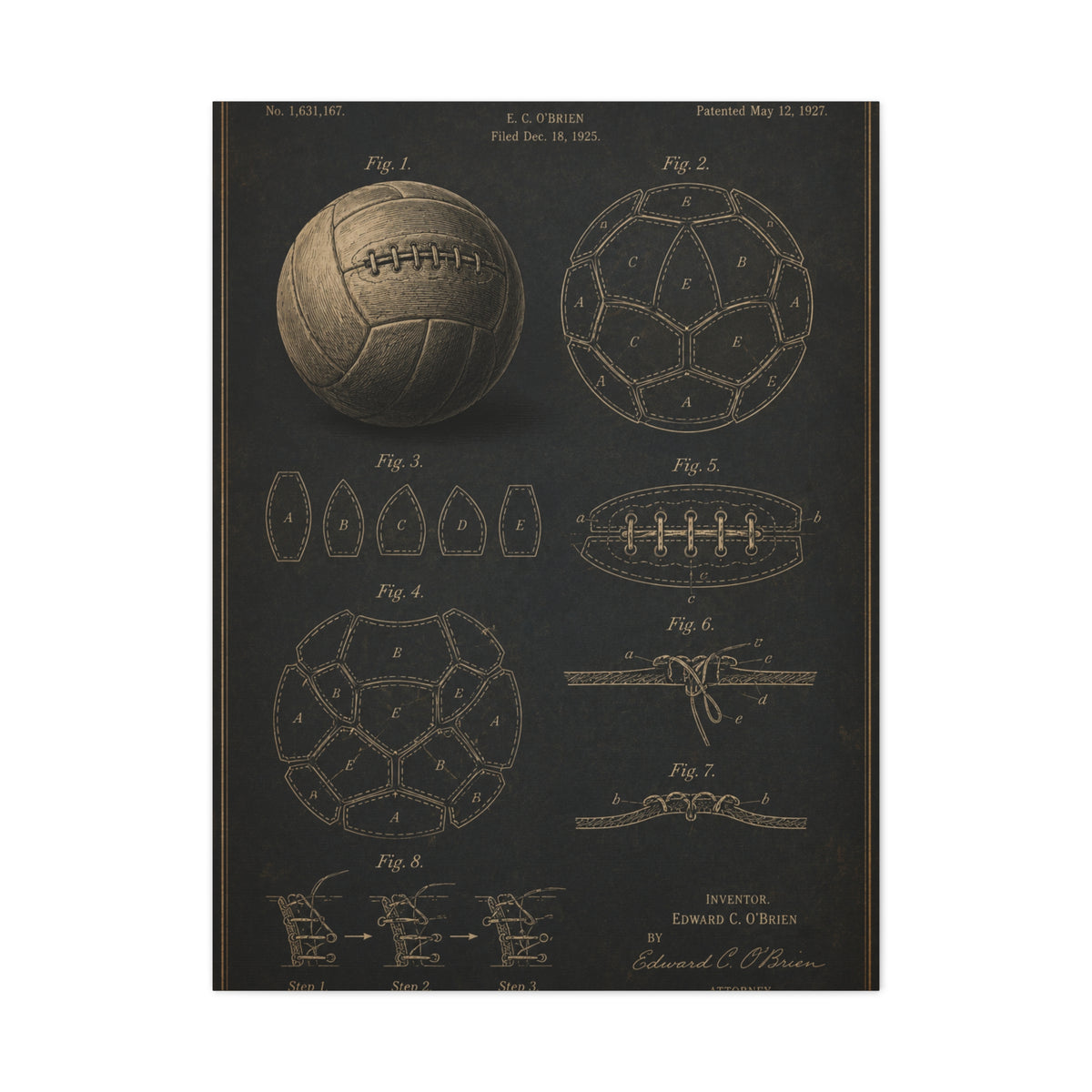 Vintage Soccer Ball Patent Sports Wall Art & Canvas Print