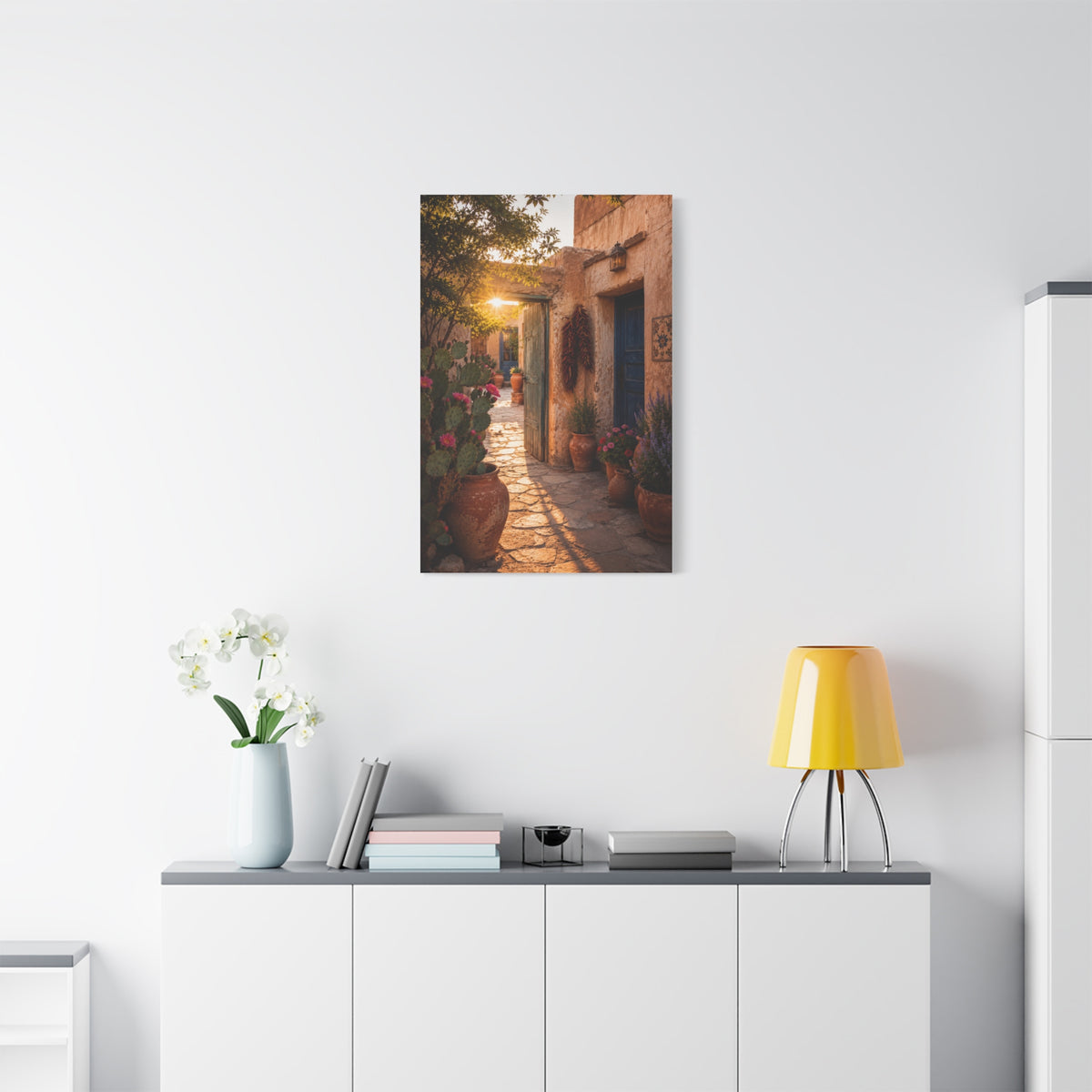 Santa Fe Adobe Courtyard Southwest Wall Art & Canvas Print