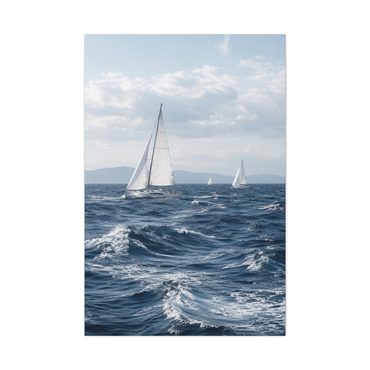 Sailing Horizon Coastal Elegance Scene Wall Art & Canvas Print