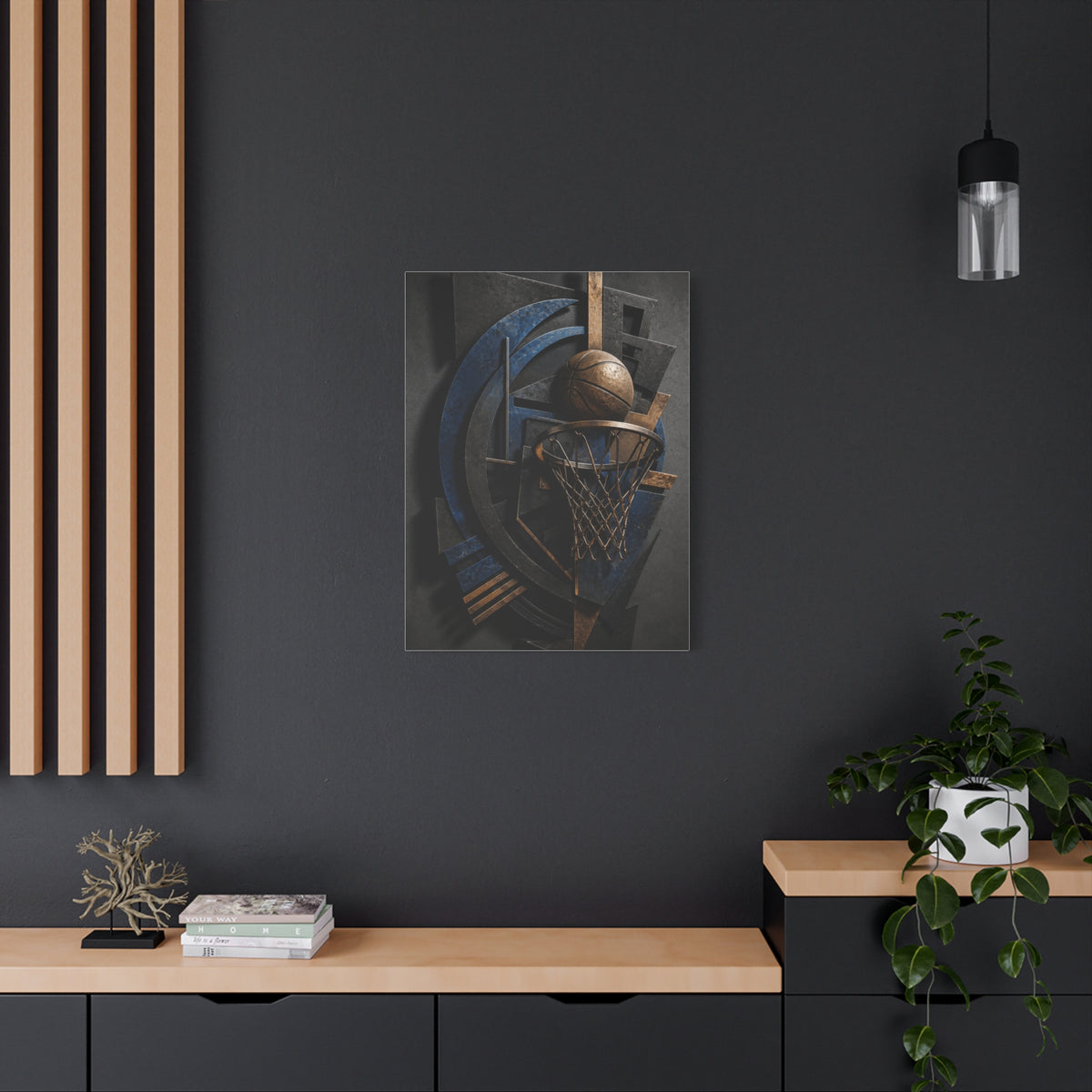 Layered Metal Basketball Sculpture Sports Wall Art & Canvas Print