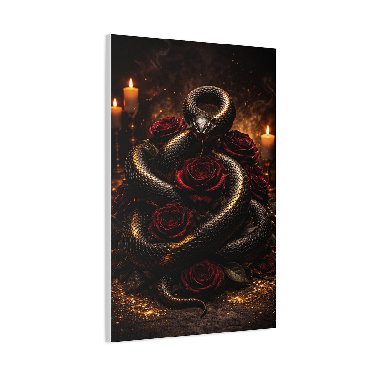 Black Serpent Crimson Rose Gold Wall Art & Canvas Print