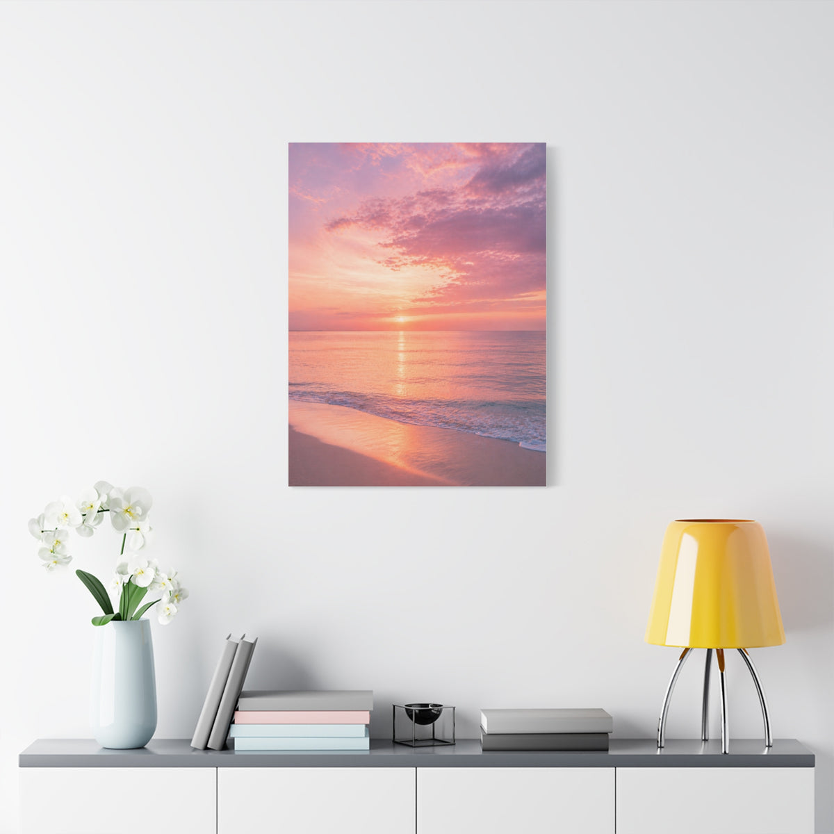 Blush Coastal Sunset Horizon Wall Art & Canvas Print