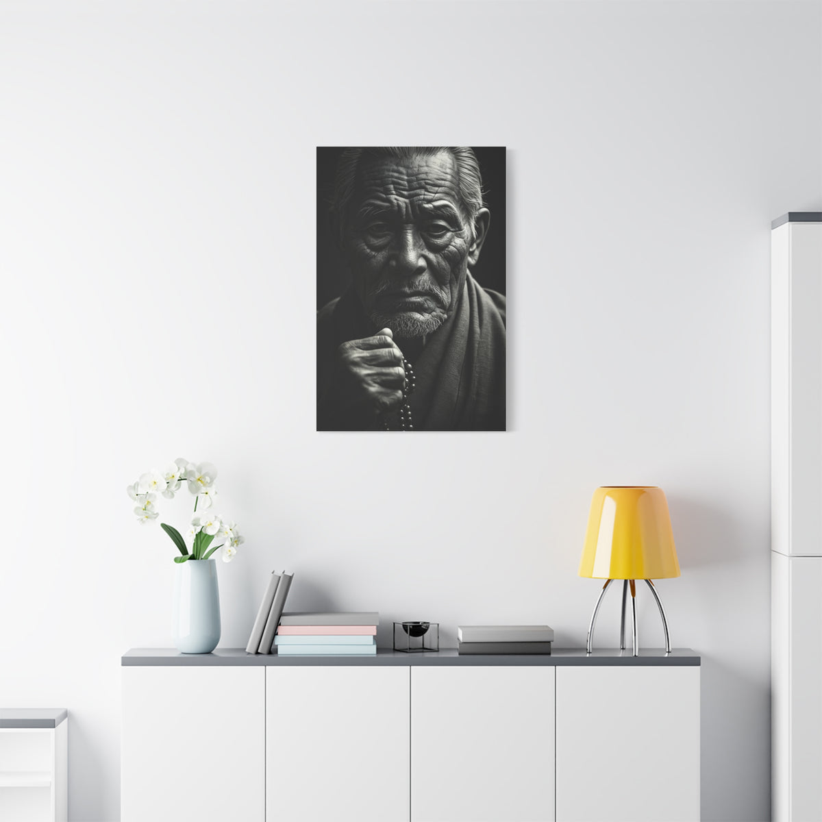 Elder Man with Reflective Expression Wall Art & Canvas Prints