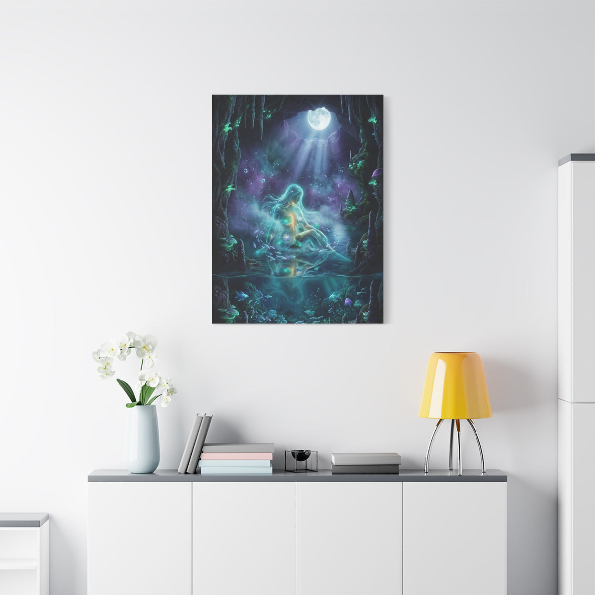 Moonlit Cave Surreal Figure Wall Art & Canvas Print