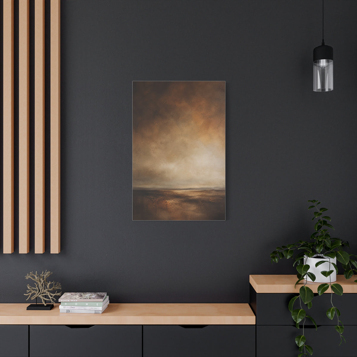 Earthy Brown Horizon Abstraction Wall Art & Canvas Print