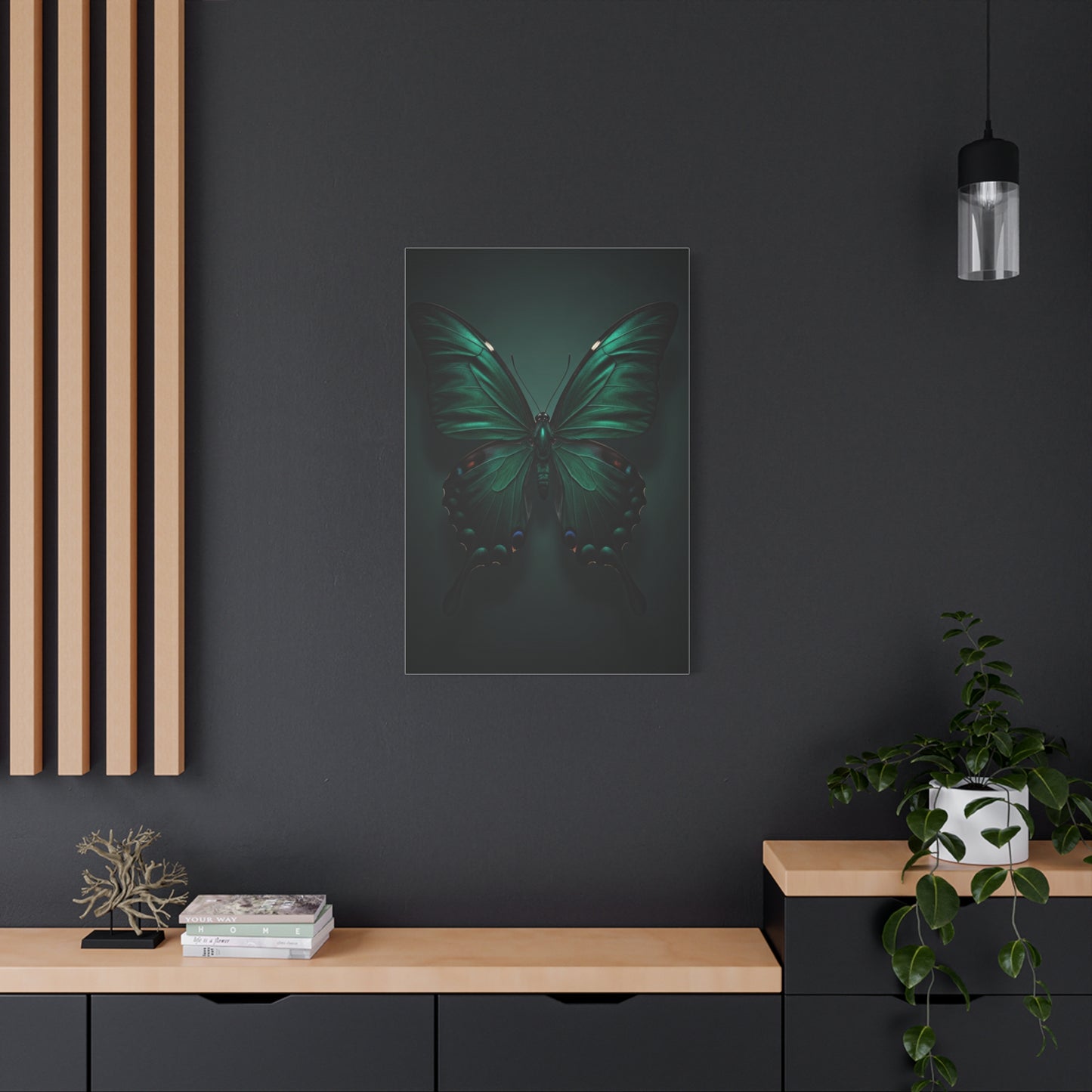 Symmetrical Emerald Butterfly Portrait Wall Art & Canvas Prints