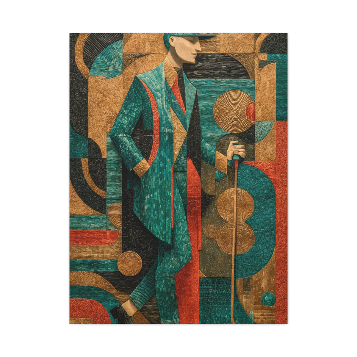 Art Deco Golfer Graphic Composition Wall Art & Canvas Print