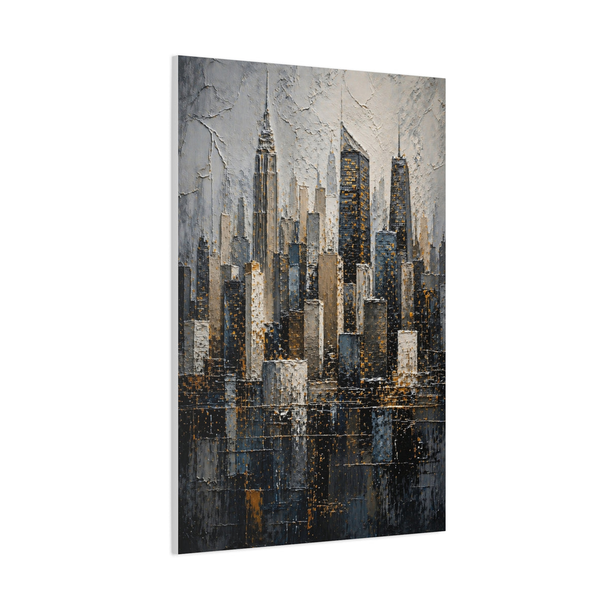 Textured City Skyline Impasto Wall Art & Canvas Print