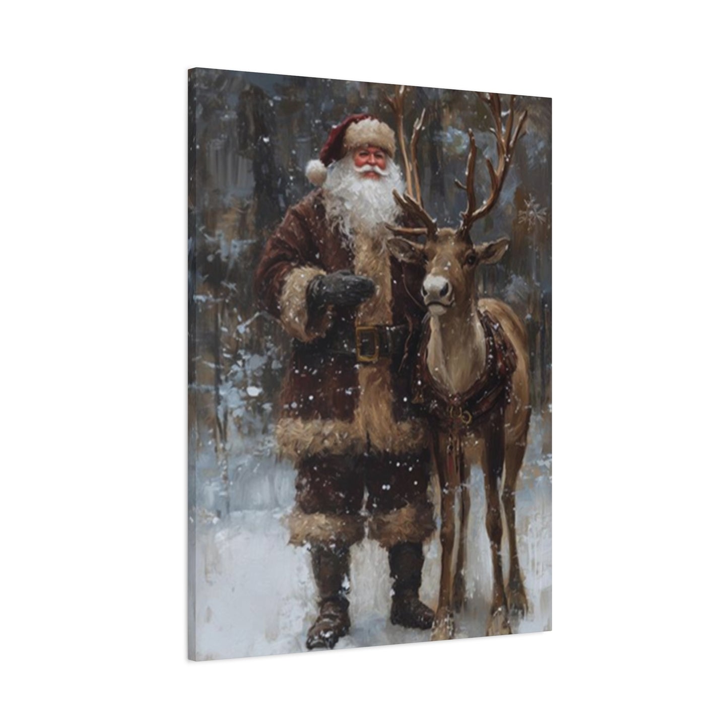 Santa Claus And Reindeer Photo Wall Art & Canvas Prints