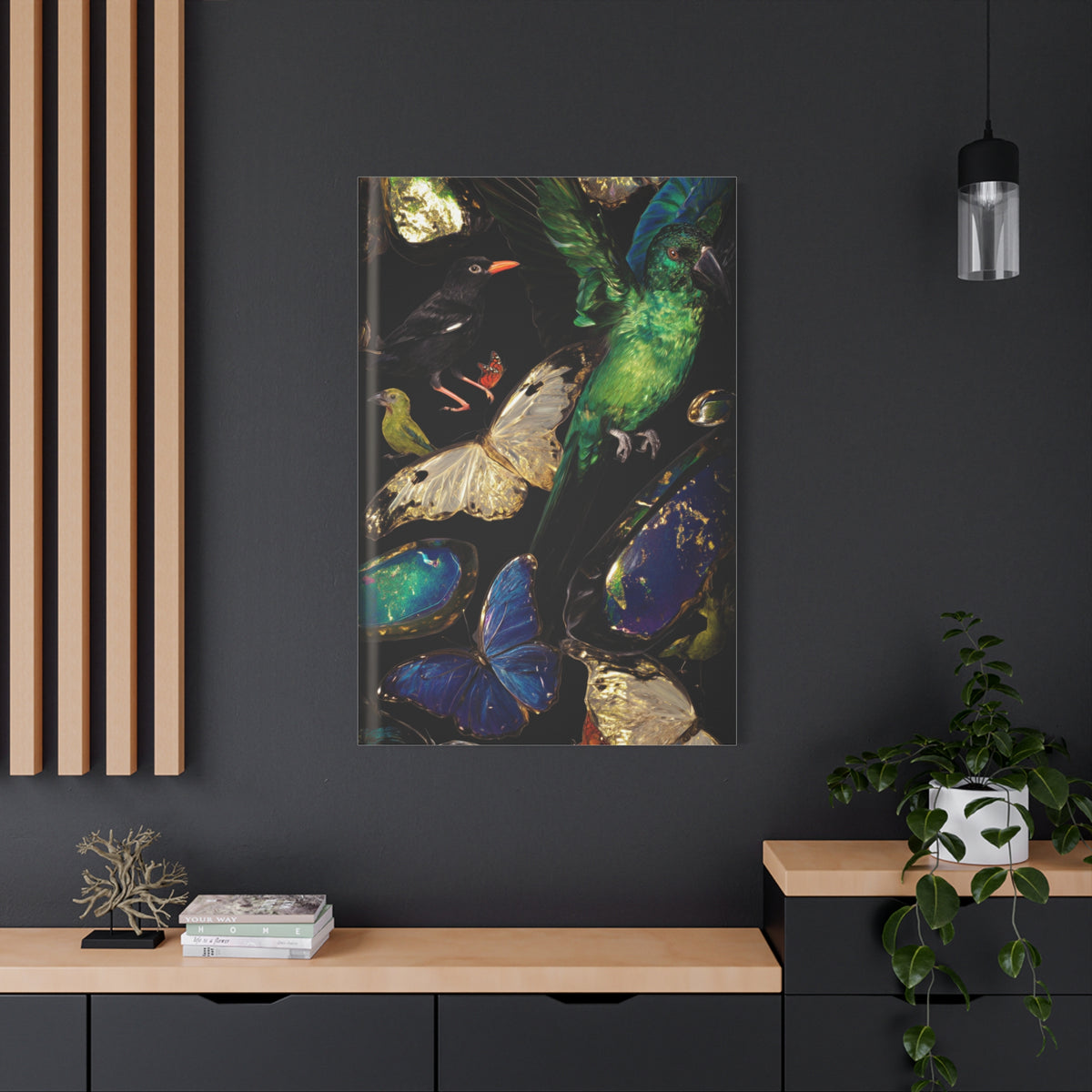 Jewel Tone Birds and Butterflies Wall Art & Canvas Print