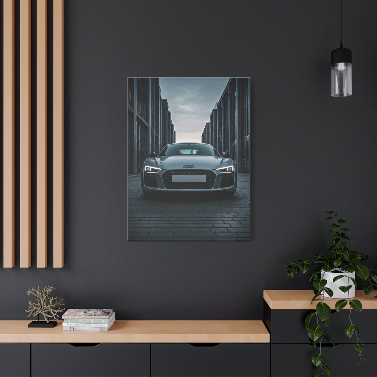 Audi R8 Berlin Minimalist Street Frame Wall Art & Canvas Prints