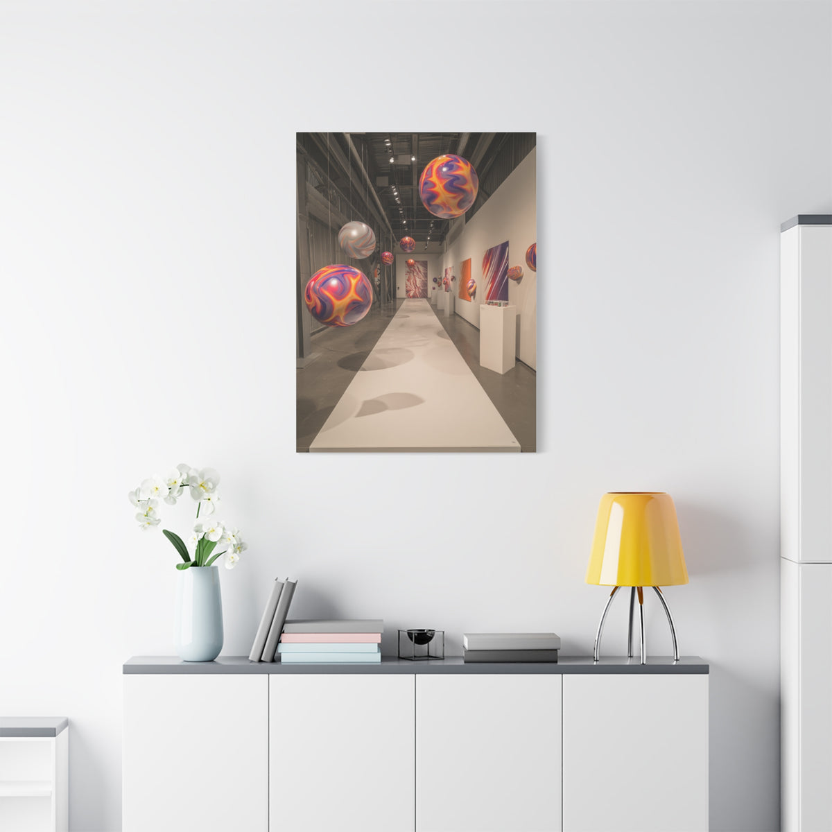 Floating Color Sphere Gallery Installation Wall Art & Canvas Print