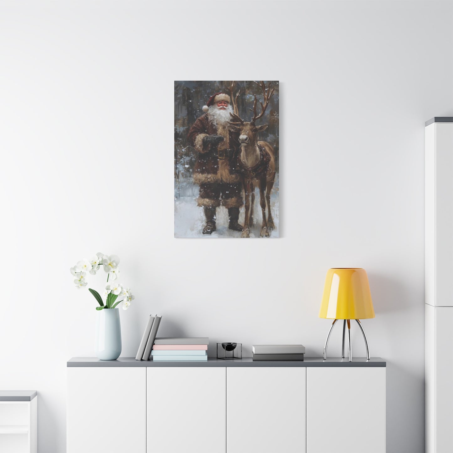 Santa Claus And Reindeer Photo Wall Art & Canvas Prints