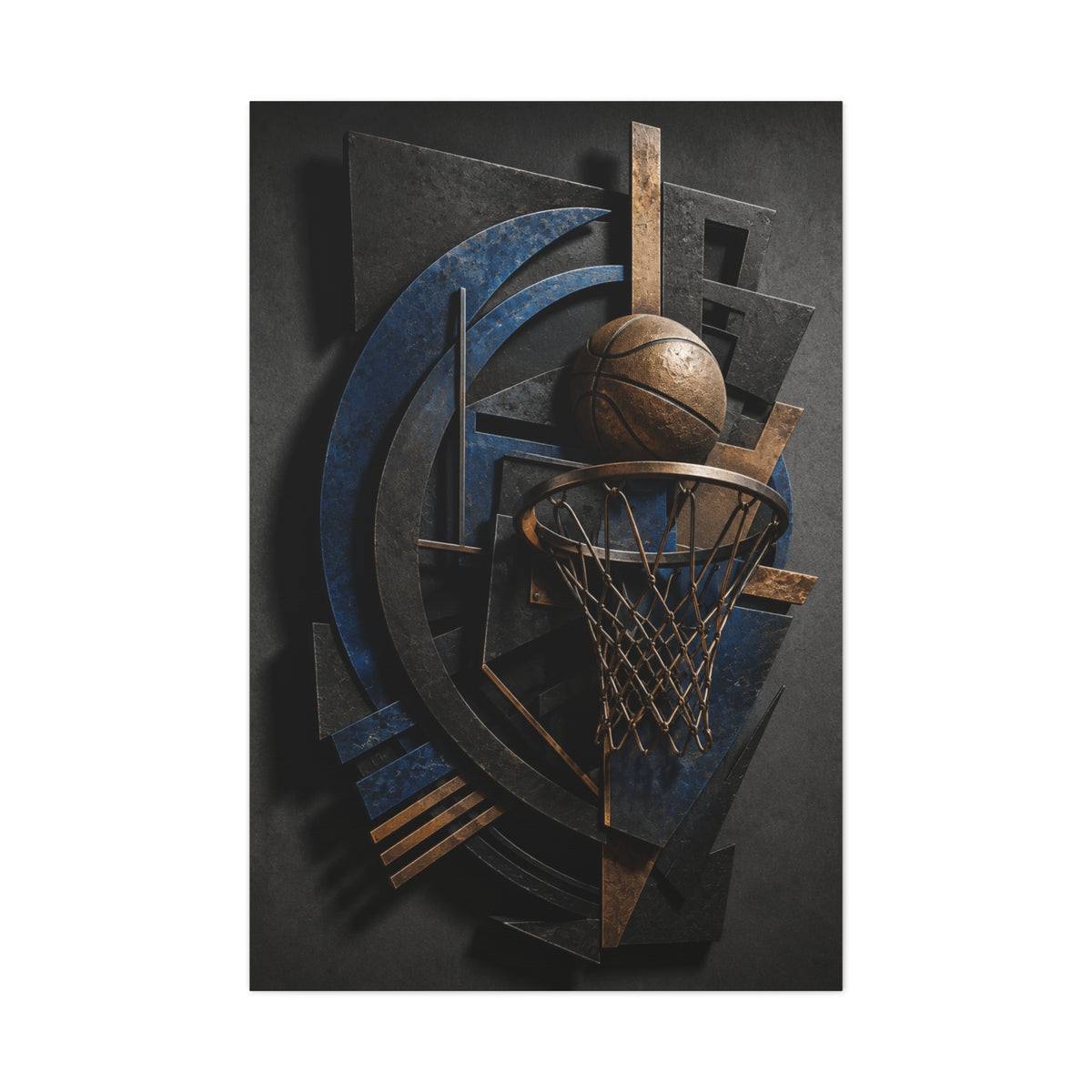Layered Metal Basketball Sculpture Sports Wall Art & Canvas Print