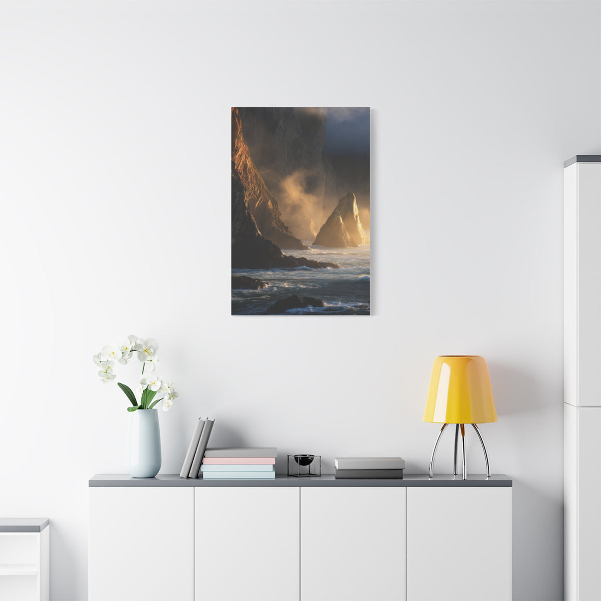 Dramatic Golden Light Coastal Cliffs Wall Art & Canvas Print