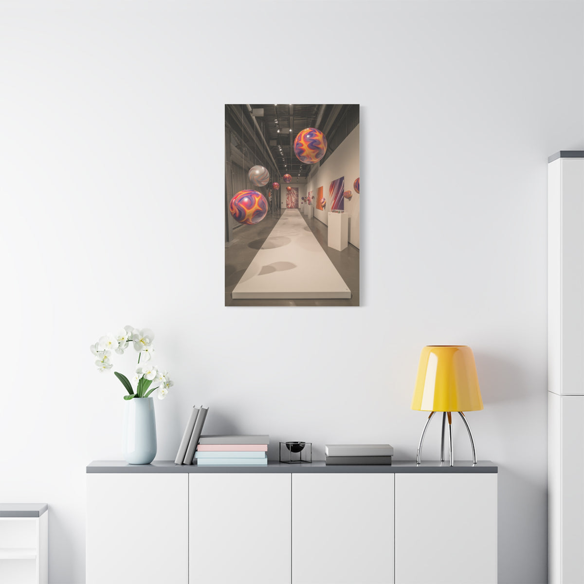 Floating Color Sphere Gallery Installation Wall Art & Canvas Print