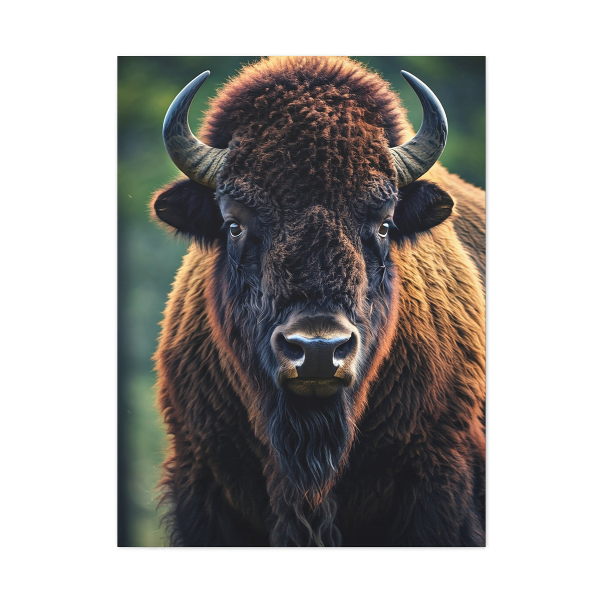 Vibrant Prairie Bison with Natural Green Backdrop Wall Art & Canvas Print
