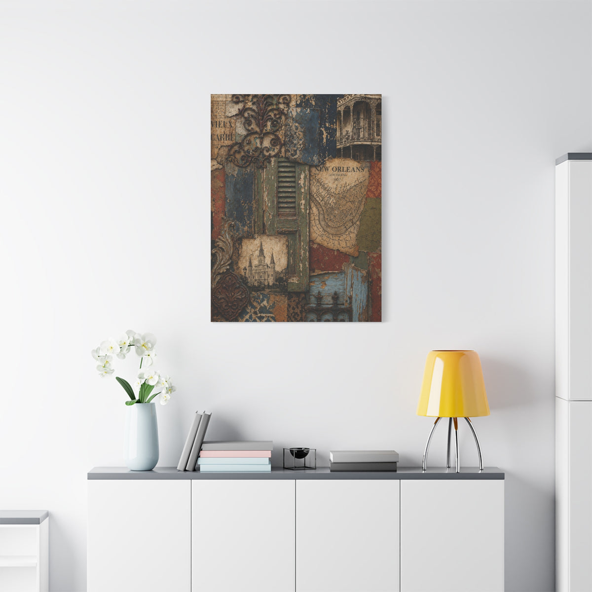 Vintage French Quarter Collage Composition Wall Art & Canvas Print