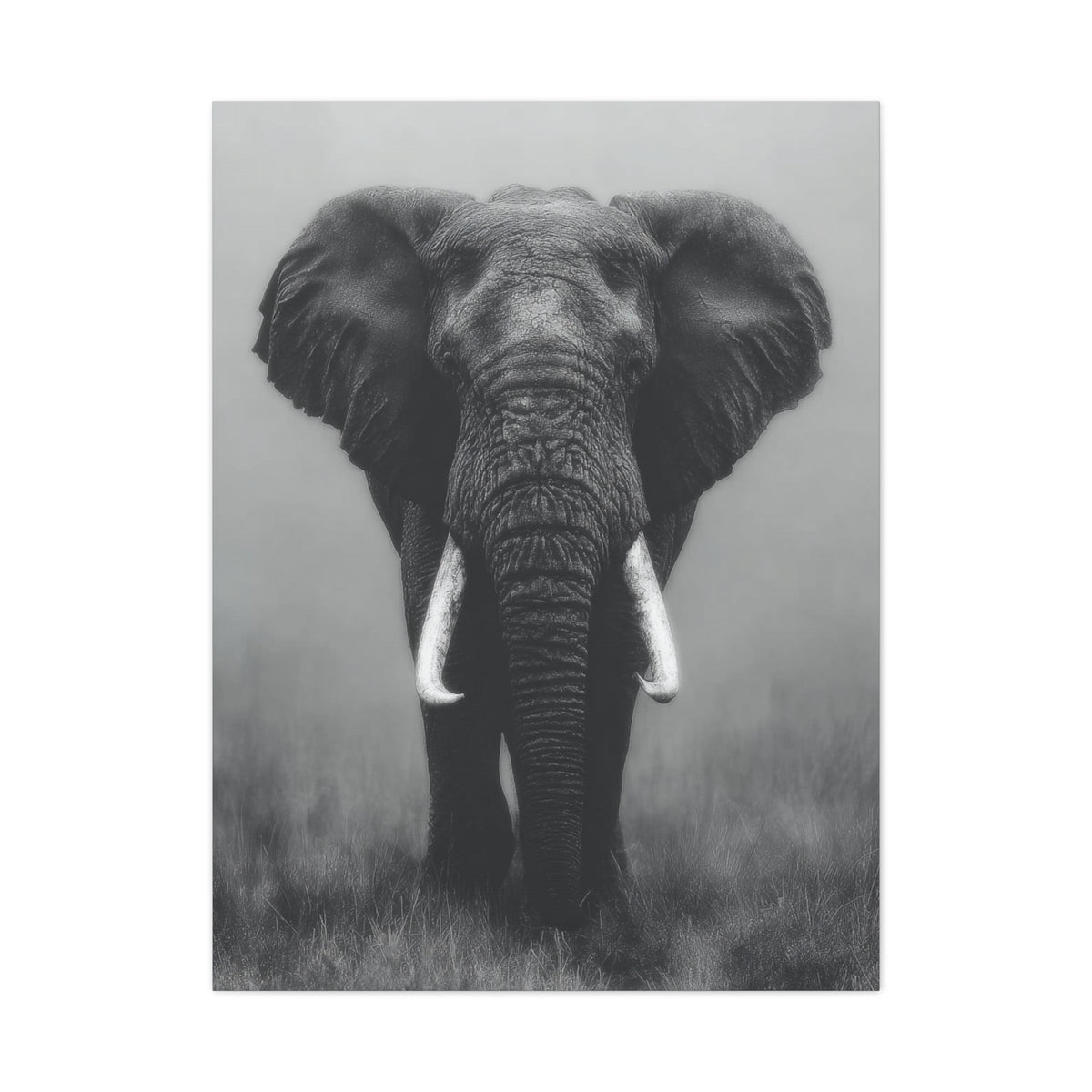 Black and White Elephant Portrait Wall Art & Canvas Prints