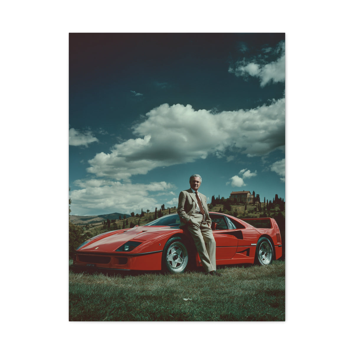 Enzo Ferrari Standing Beside the Ferrari F40 (1987) Wall Art & Canvas Print