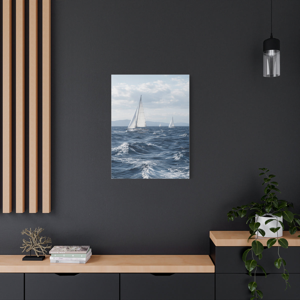 Sailing Horizon Coastal Elegance Scene Wall Art & Canvas Print