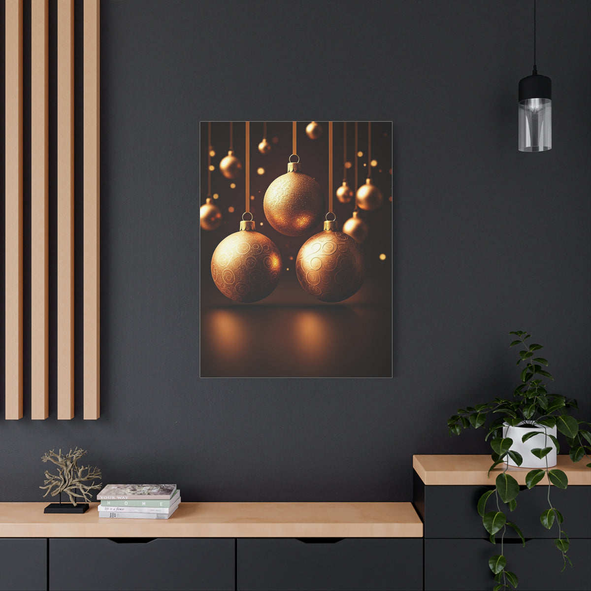 Golden Christmas Ornaments Elegance Wall Art & Canvas Print
