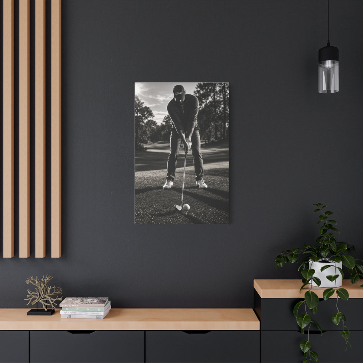 Black and White Golf Grip Portrait Wall Art & Canvas Print
