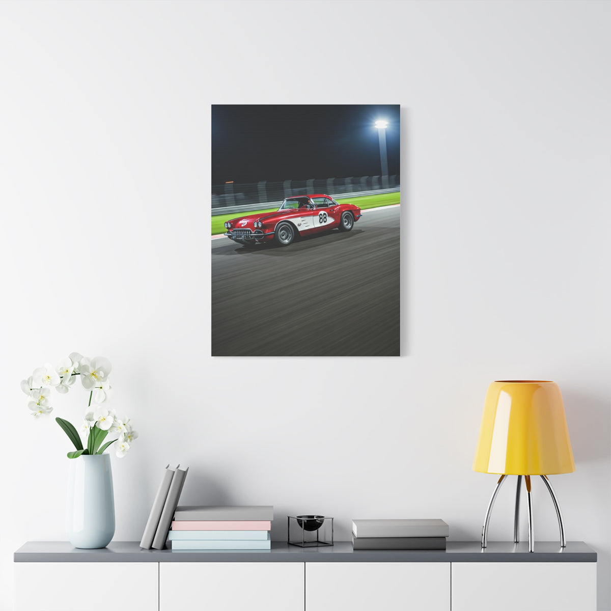 1962 Chevrolet Corvette C1 Night Circuit Racer Wall Art & Canvas Prints