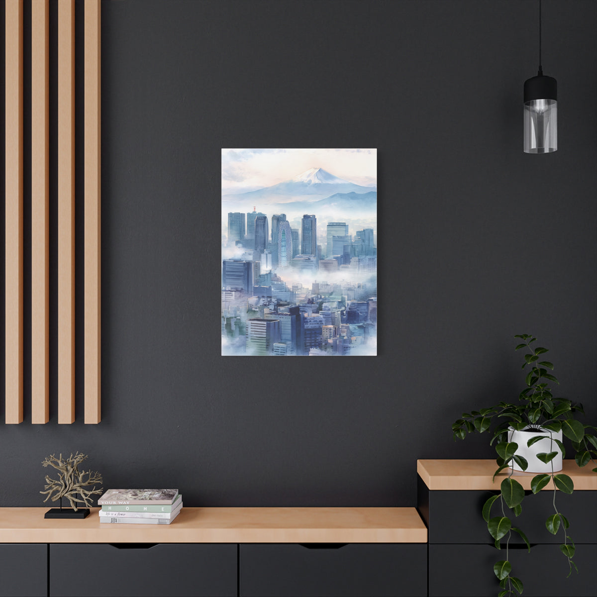 Tokyo Skyline Morning Mist With Mount Fuji Wall Art & Canvas Print
