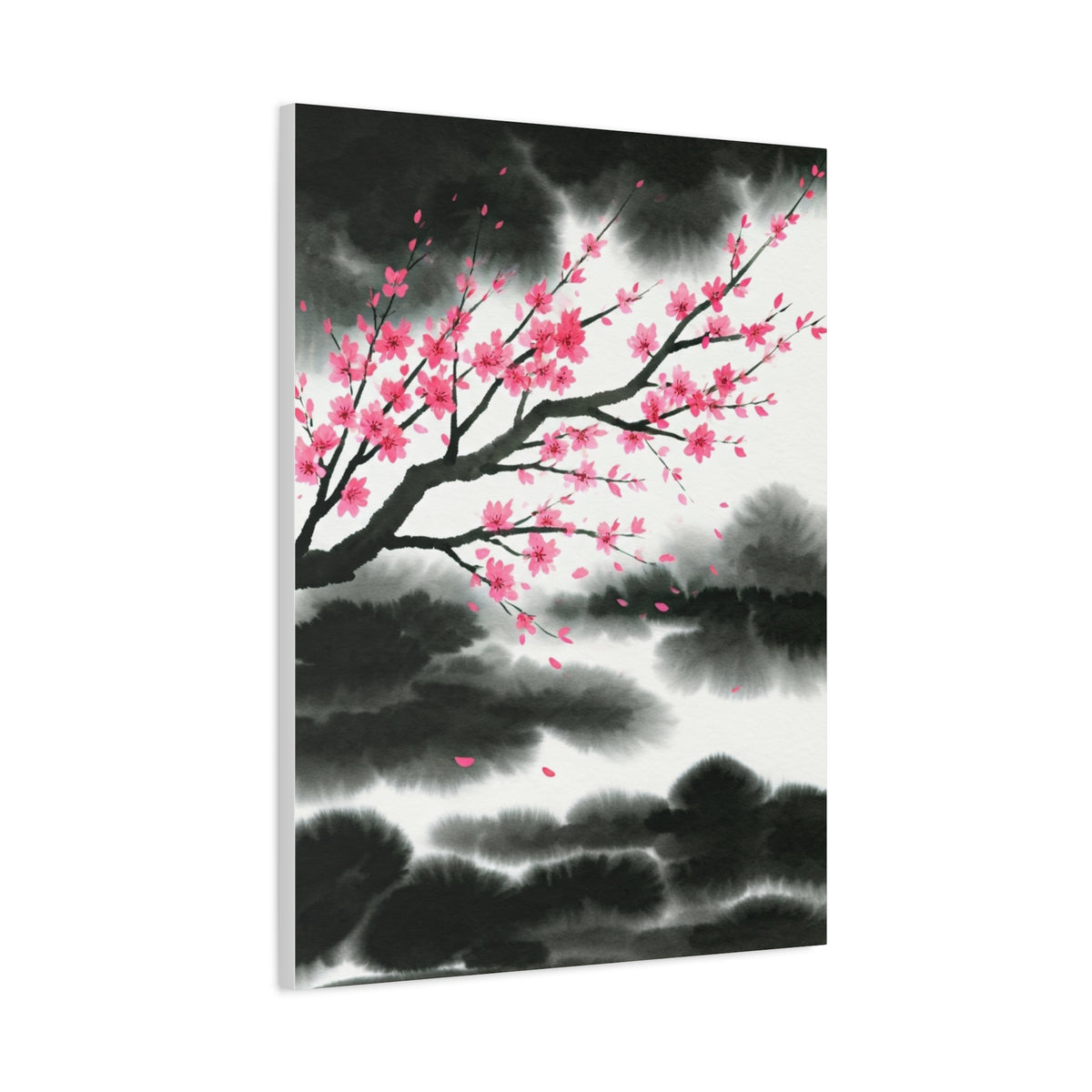 Japanese Ink Brush Sakura Landscape Wall Art & Canvas Prints