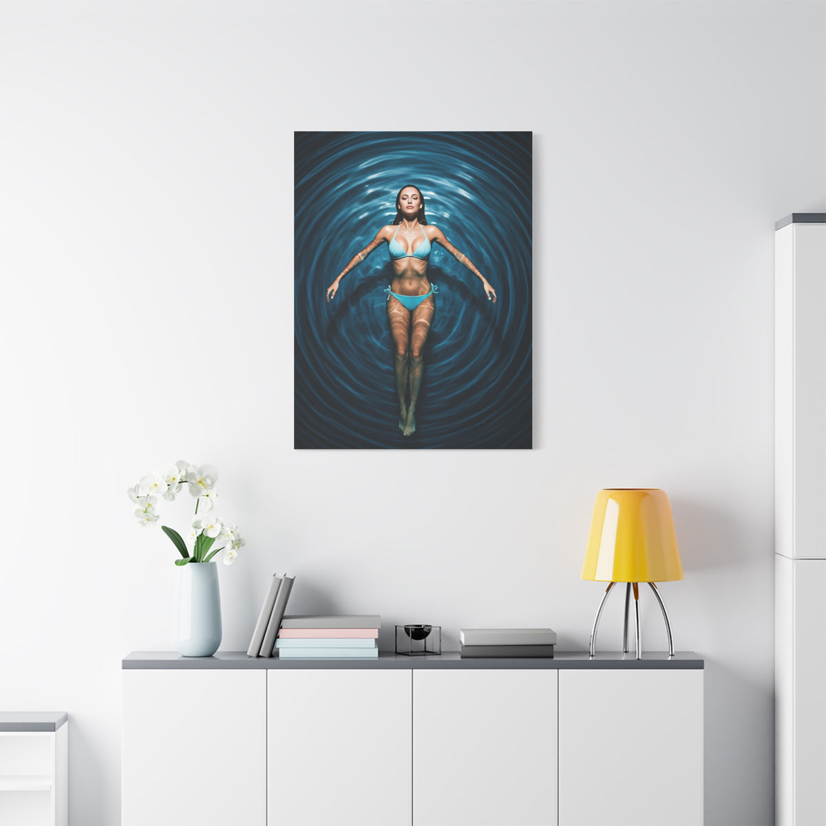 Floating Serenity in Deep Blue Pool Wall Art & Canvas Prints