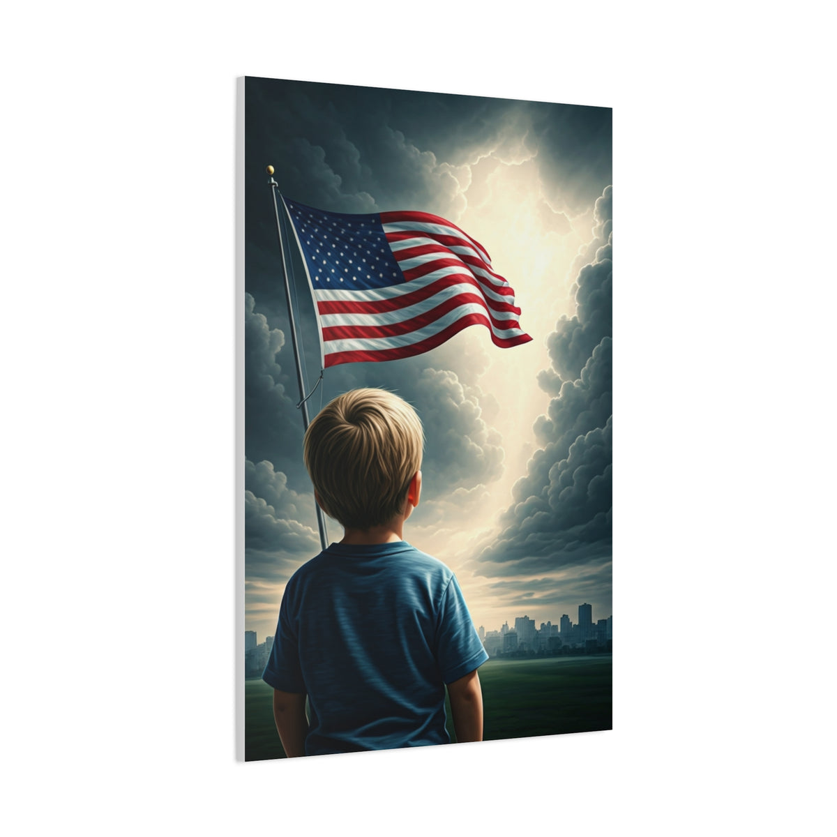 Child Watching the Flag of Tomorrow Wall Art & Canvas Prints